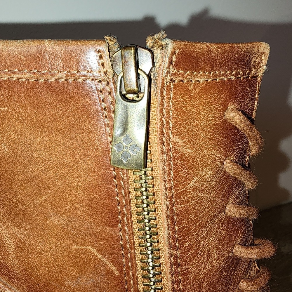 Patricia Nash Sicily Tan Leather Lace Up Ankle Boots 7.5 Boho Whimsigoth Prairie - Picture 7 of 16